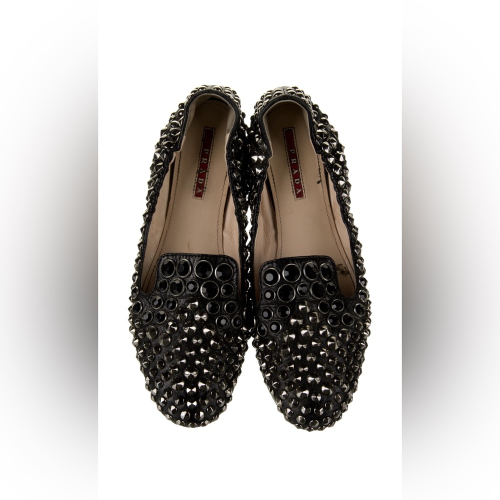 Authentic Prada Sport
Leather Studded Accents Loafers